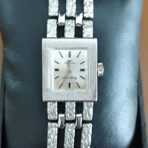 Technos Star Lady wristwatch used, silver vintage women's