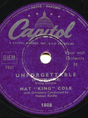 Δίσκος γραμμοφώνου 78 στροφών Nat King Cole καινούργιο, γαλλική έκδοση