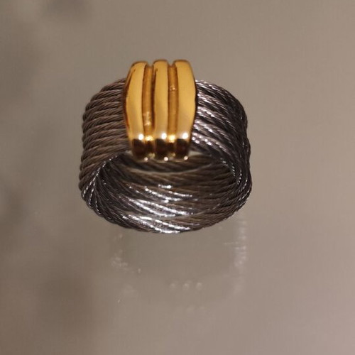 Silver ring with gold detail stainless steel size 10 new