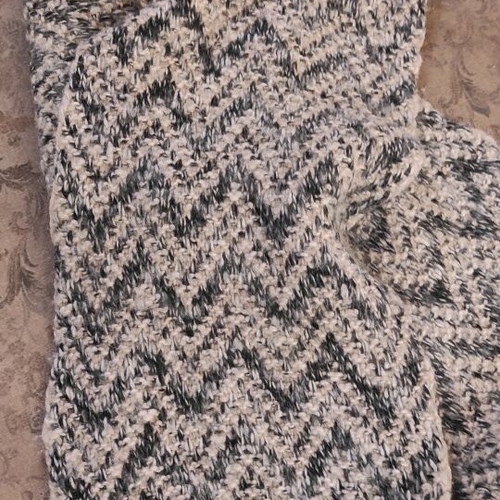 Kookai scarf used, knitted wool blend, black and beige