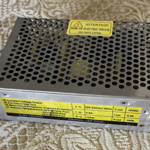 Power supply used, input 220-240VAC, output 12VDC