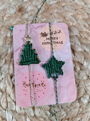 Set of 2 macrame bracelets Christmas tree and star new