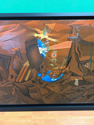 Маслена картина Hermann Franz Blauth употребявана, сюрреалистичен пейзаж в рамка