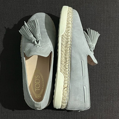 Tod's leather espadrilles women's size 37.5 gray
