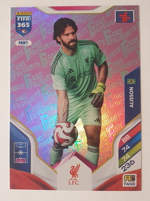 Κάρτα Panini FIFA 365 Andrenalyn XL 2026 Fans Favorite Ροζ Alisson Liverpool σαν καινούργιο