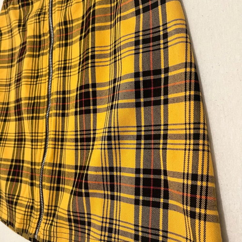 Fishbone mini skirt checked black yellow new