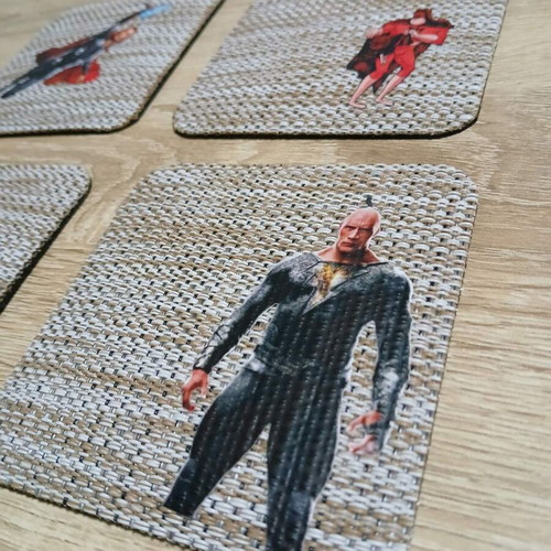Coaster set with superheroes Black Adam, Thor & Comic Convention Hero