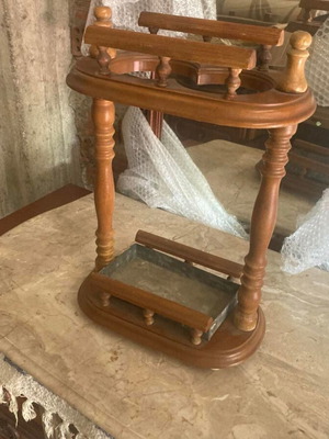 Vintage wooden umbrella stand used