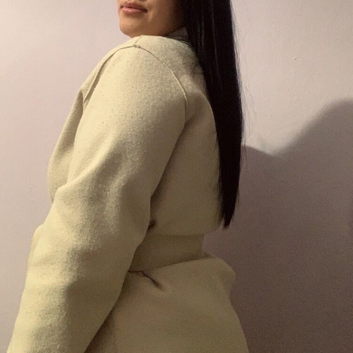 Women's long beige coat Large like new with belt Terranova