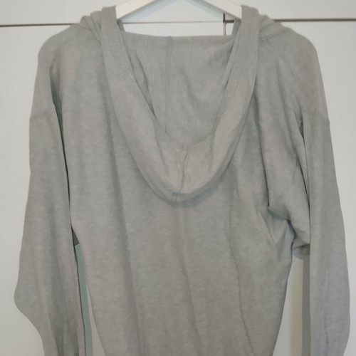 Benetton gray v neck blouse with hood used, size M
