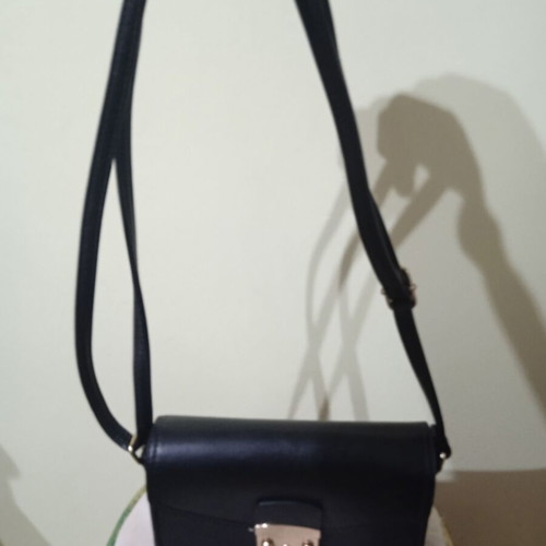 Puccini leather women's crossbody bag new, black with gold details