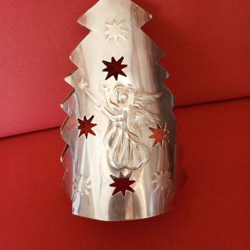 Bronze Christmas Candle Holder handmade, like new, angel design