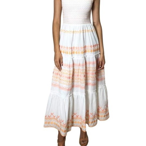 Zara maxi dress medium white and orange, new, resortwear