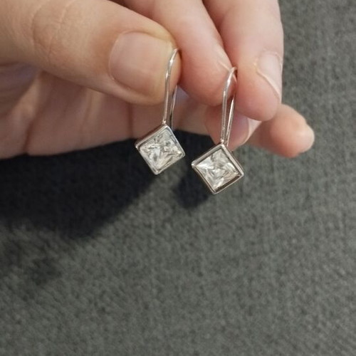 Optimum 925 Silver Earrings with Transparent Crystal Stone