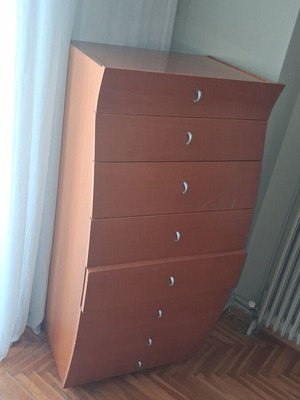 Bedroom furniture set: 2 nightstands and tall chest of drawers, cherry finish