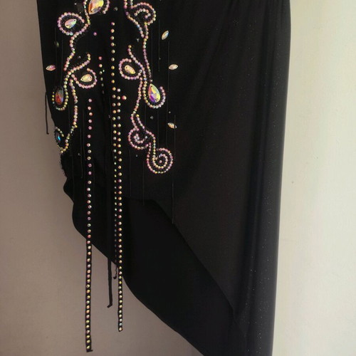 Belly dance oriental costume black with rhinestones and stones new