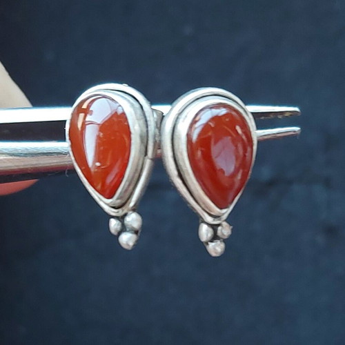 Silver Turkish earrings with carnelian like new, vintage from before 1967