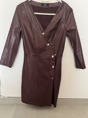 Leather dress Bershka used, burgundy, size M