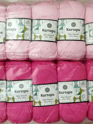 Kartopu Baby Natural knitting yarn pack of 10, new, pink shades