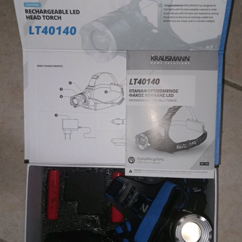Krausmann LT40140 Rechargeable Head Torch New