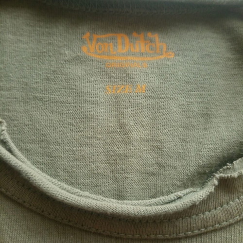 Von Dutch tank top vintage Y2K rare, like new, khaki with split-back hem