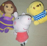Dora Winnie and Peppa plush toys used, pack