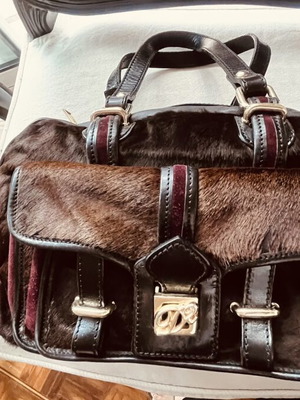 Dsquared2 βιντατζ δερμάτινη γυναικεία τσάντα σαν καινούργιο, καφέ και μπορντό