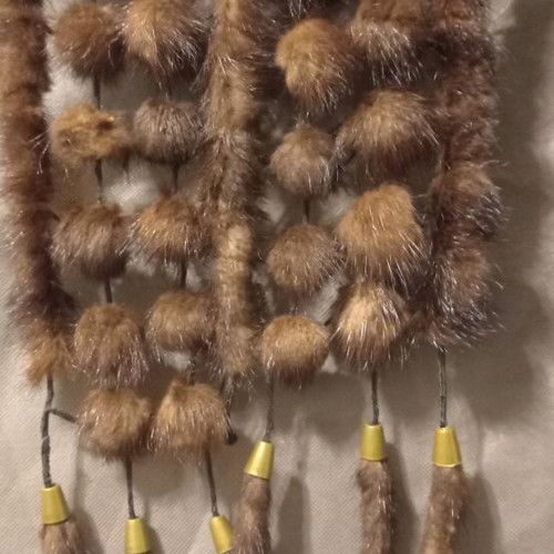 Vintage scarf with mink used, brown, missing fur tassel
