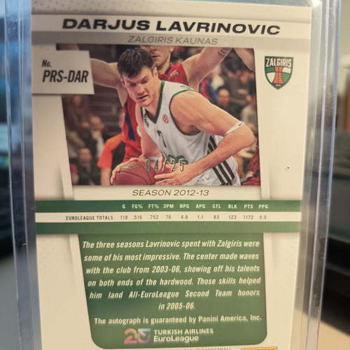 Darjus Lavrinovic Retro Signatures Mojo 04/25 Panini Prizm EuroLeague BK card like new