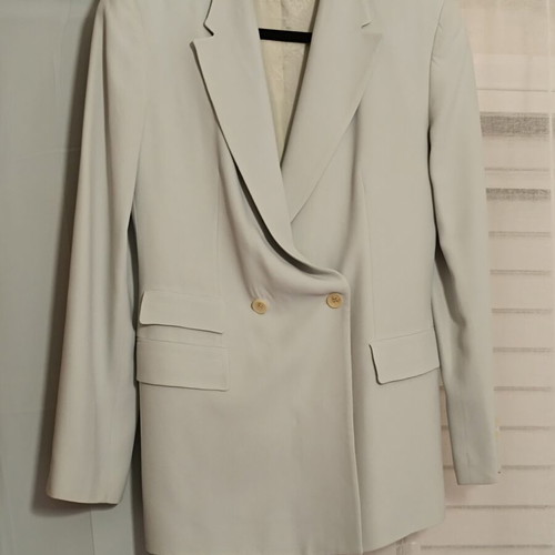 Rococo summer suit used, grey viscose fabric