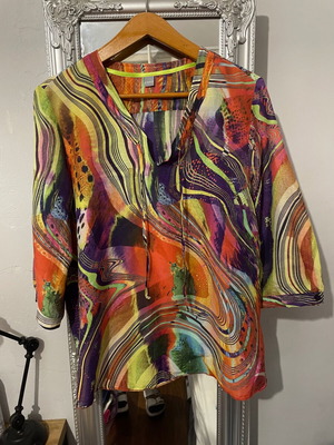 Erfo shirt tunic with psychedelic patterns like new, multicolor, size 44