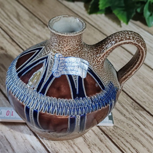 Merkelbach German collector's miniature jugs set of 2, hand-crafted salt glaze