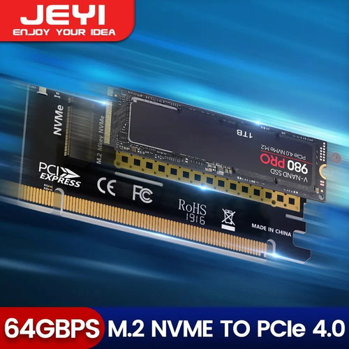 Jeyi M.2 NVME to PCIe X16 adapter PCIe 4.0 Gen4 64 Gbps