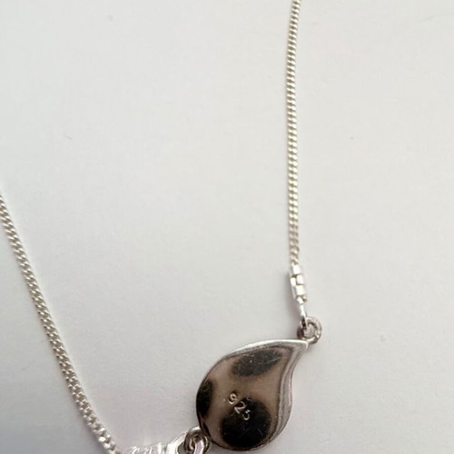 Silver 925 necklace with black and blue enamel evil eye, like new
