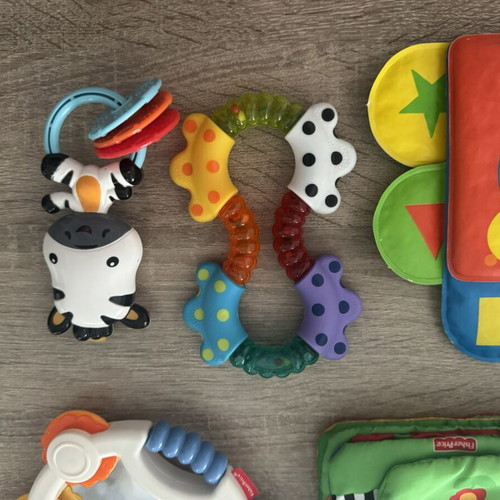 Baby toys set with soft books and rattles