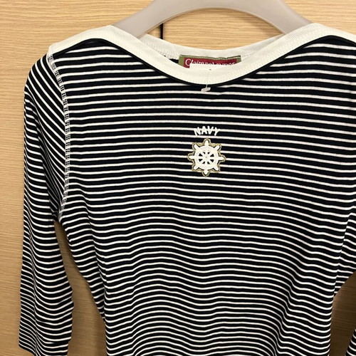 Vintage striped 3/4 sleeve blouse new, size M