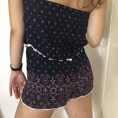 Bershka floral strapless romper like new, size S