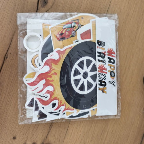 Happy Birthday Garland with Racing Cars Theme new