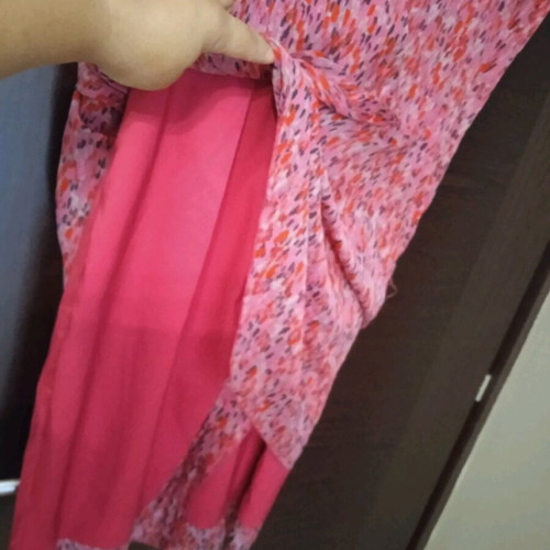 Women's dress pink like new, muslin with satin lining