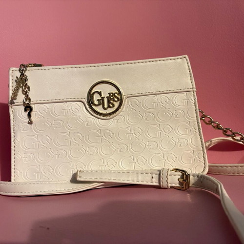 Guess small crossbody bag used, white with minor wear