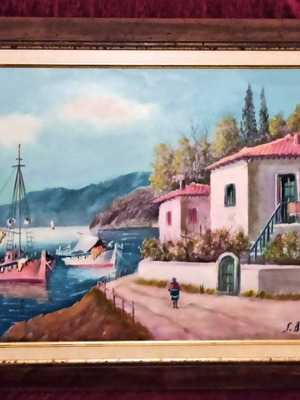 Painting G. Depastas Psarohori 3 on canvas like new