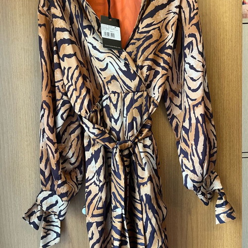Lynne animal print dress with lining and belt new with tags