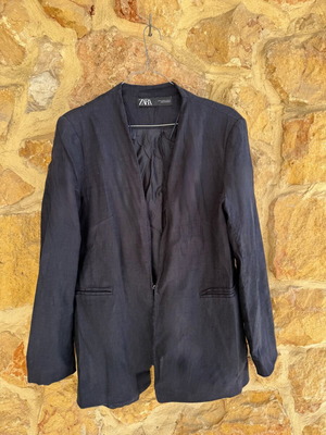 Zara linen jacket size XL minimal design blue like new