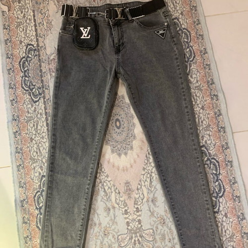 Louis Vuitton women's jeans new with belt and inner wallet grey