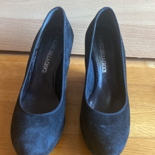 Roberto Della Croce black suede platform high heels
