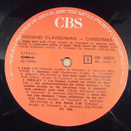 Richard Clayderman Christmas vinyl record 33 rpm used 1986
