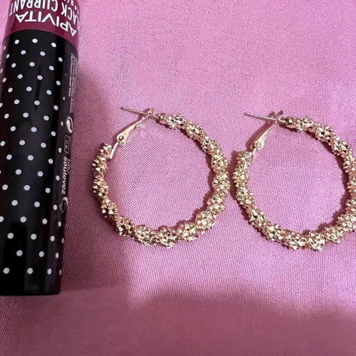 Gold Hoop Earrings like new with textured finish