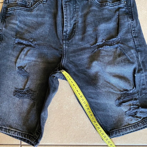 Pull & Bear men's slim black faded bermuda shorts like new with rips