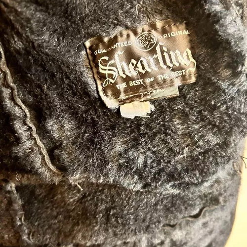 Vintage genuine black sheepskin shearling coat like new, size L-XL
