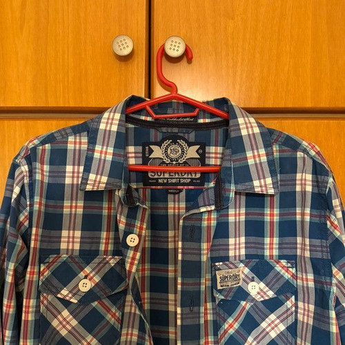 Superdry men's shirt like new, size M, white and blue
